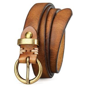 7248 Womens Genuine Leather Belts For Jeans Pants Trendy Vintage Thin Leather